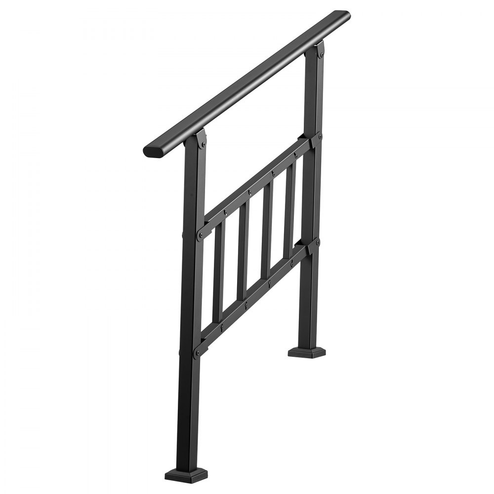VEVOR Barandilla de Escalera 2-3 Peldaños, Ajustable 0°-45°, Metal Negro, Pasamanos de Escalera para Interior y Exterior, Carga 100 kg, con Accesorios de Instalación para Madera, Hormigón y Ladrillo