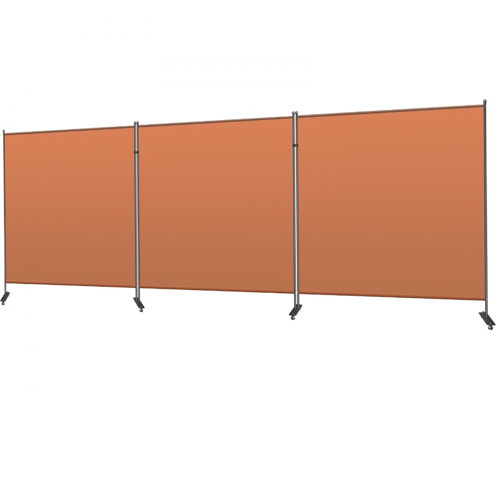 VEVOR Biombo Divisor 3 Paneles de Pie Naranja Separador de Ambientes Plegable de 360 Grados 150x180 cm de Tela Impermeable Biombos Separadores de Privacidad con 8 Ruedas para Hogar, Oficina, Salón