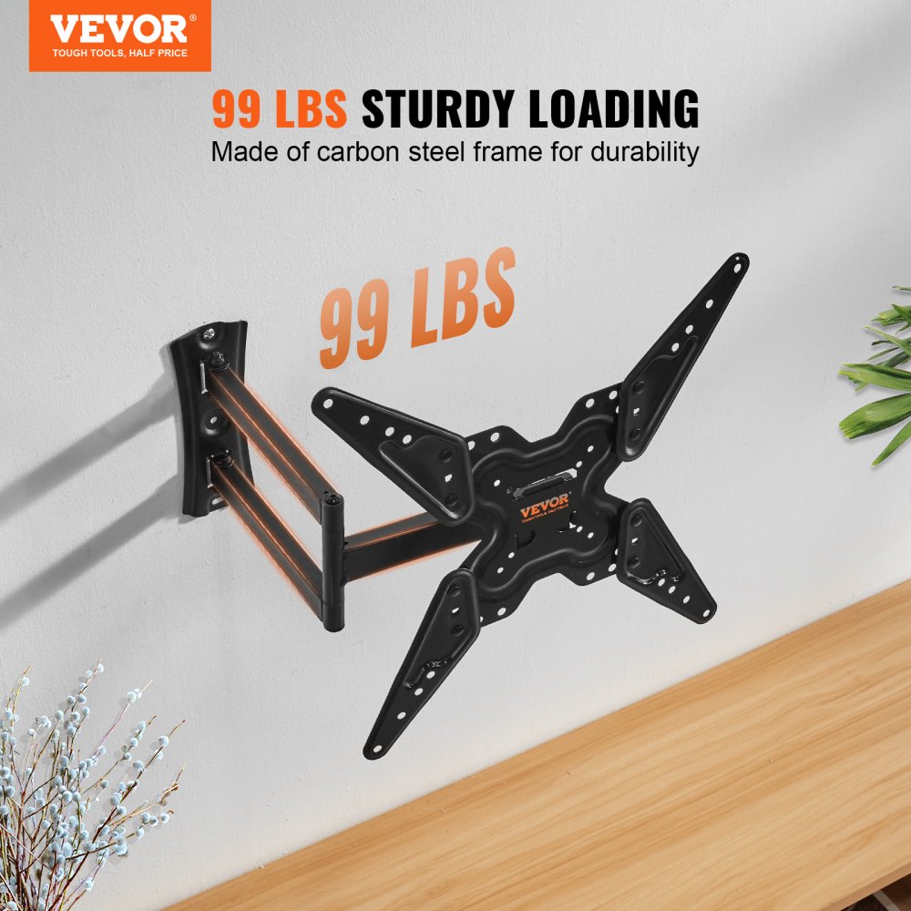 VEVOR Soporte de Pared para Televisores de Pantalla de 660-1397 mm Carga de 45 kg Soporte para TV Inclinable y Giratorio VESA 400x400 mm Máximo Soporte de Pared de Acero al Carbono para Casa Oficina
