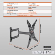 VEVOR Soporte de Pared para Televisores de Pantalla de 26"-55" Carga de 45 kg Soporte para TV Inclinable y Giratorio VESA 400x400 mm Máximo Soporte de Pared de Acero al Carbono para Casa Oficina