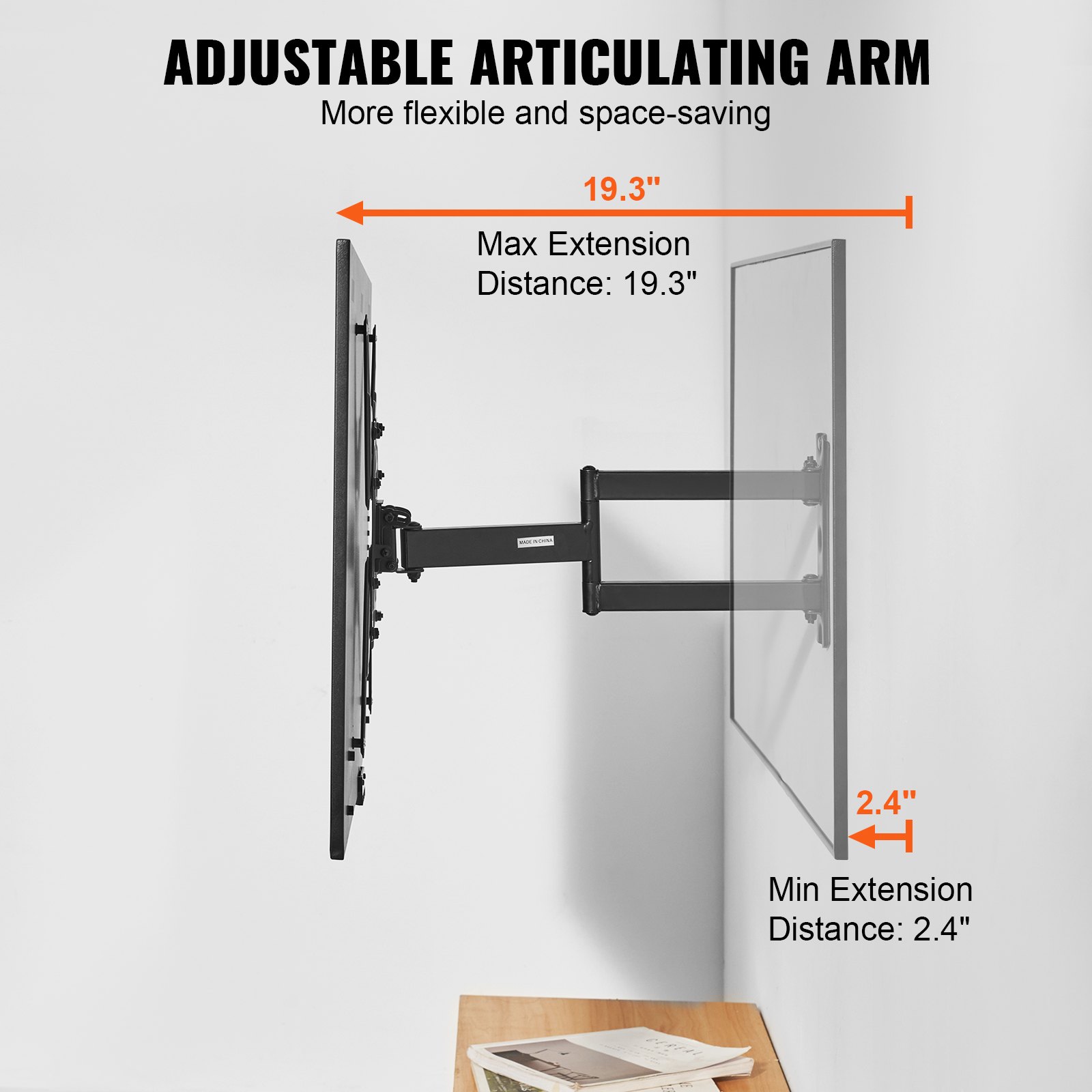 VEVOR Soporte de Pared para Televisores de Pantalla de 660-1397 mm Carga de 45 kg Soporte para TV Inclinable y Giratorio VESA 400x400 mm Máximo Soporte de Pared de Acero al Carbono para Casa Oficina