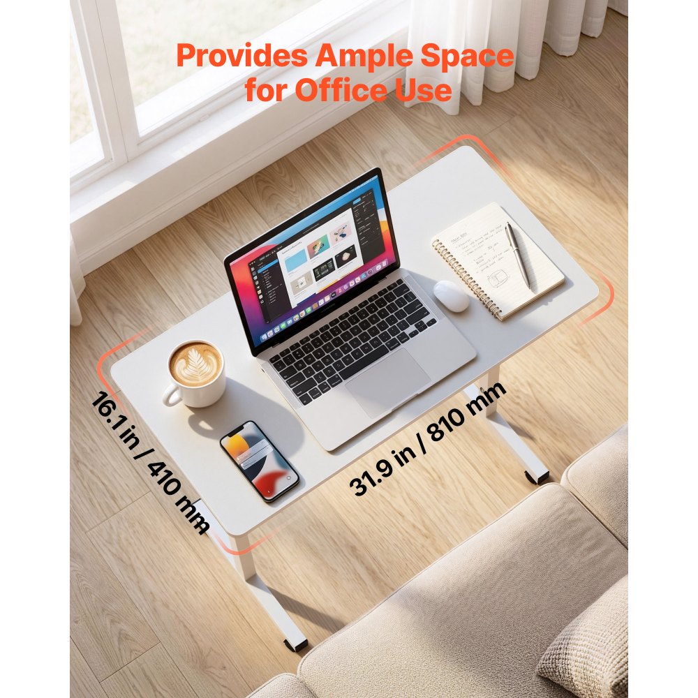 VEVOR Escritorio de Pie de 810 x 410 mm Altura Ajustable 700 a 1115 mm, con Ganchos, Ruedas 360° con Bloqueo, Capacidad de 25 kg, Mesa Móvil Compacta para Oficina en Casa, Sala de Estar y Dormitorio