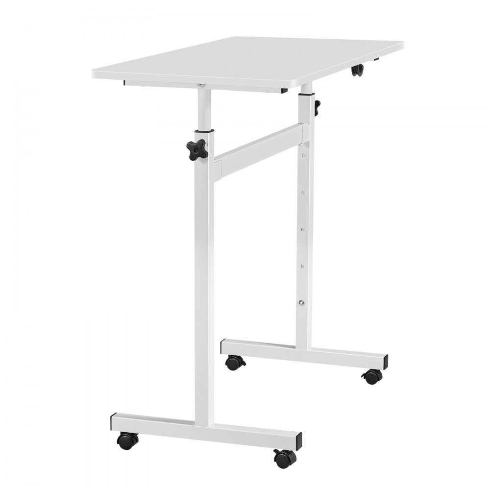 VEVOR Escritorio de Pie de 810 x 410 mm Altura Ajustable 700 a 1115 mm, con Ganchos, Ruedas 360° con Bloqueo, Capacidad de 25 kg, Mesa Móvil Compacta para Oficina en Casa, Sala de Estar y Dormitorio