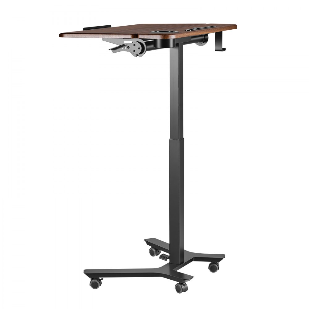 VEVOR Escritorio de Pie de 715 x 525 mm Altura Ajustable 750-1100 mm, Tablero Inclinable 0 a 90°, Capacidad de 15 kg, Mesa Móvil Compacta de Metal con Ruedas para Oficina Casa Dormitorio Sala de Estar
