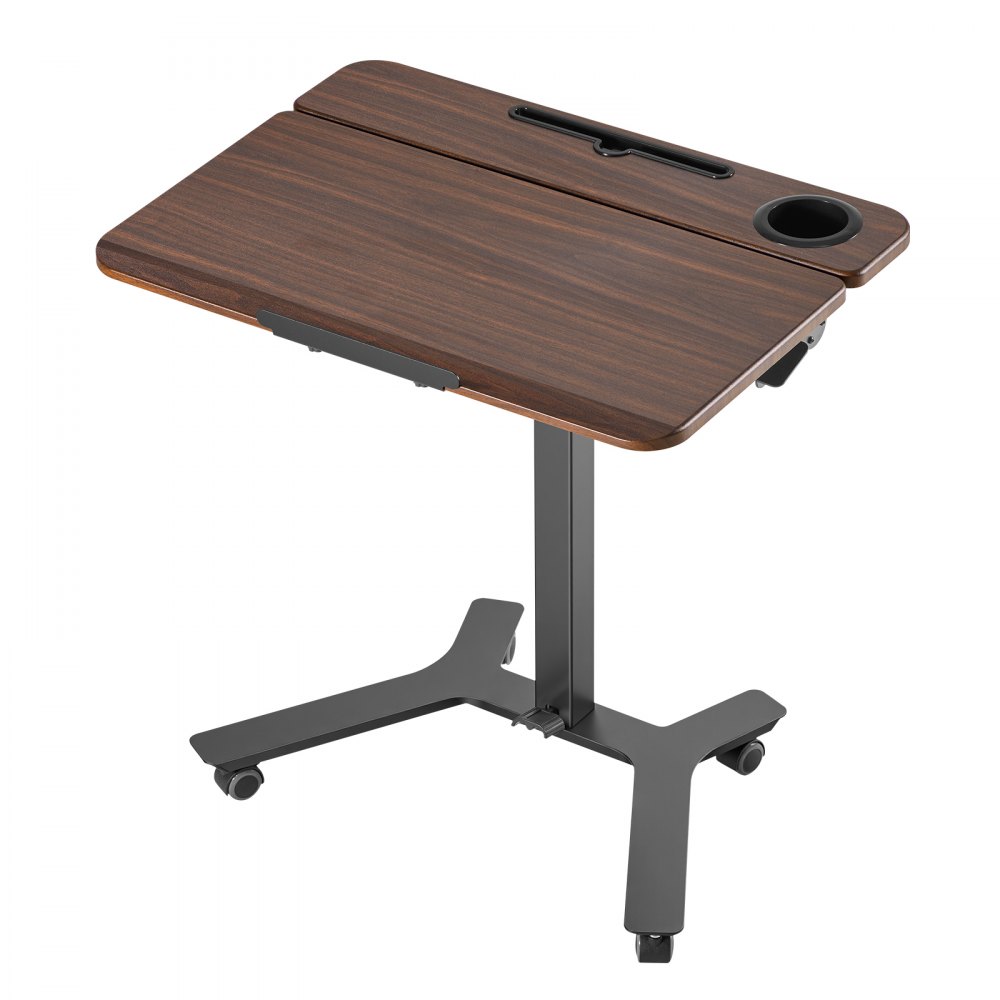 VEVOR Escritorio de Pie de 715 x 525 mm Altura Ajustable 750-1100 mm, Tablero Inclinable 0 a 90°, Capacidad de 15 kg, Mesa Móvil Compacta de Metal con Ruedas para Oficina Casa Dormitorio Sala de Estar