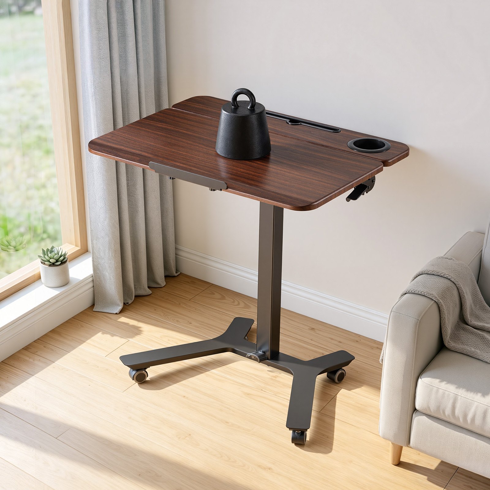VEVOR Escritorio de Pie de 715 x 525 mm Altura Ajustable 750-1100 mm, Tablero Inclinable 0 a 90°, Capacidad de 15 kg, Mesa Móvil Compacta de Metal con Ruedas para Oficina Casa Dormitorio Sala de Estar