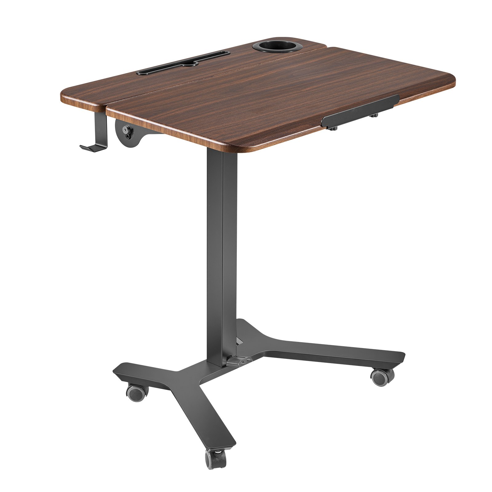 VEVOR Escritorio de Pie de 715 x 525 mm Altura Ajustable 750-1100 mm, Tablero Inclinable 0 a 90°, Capacidad de 15 kg, Mesa Móvil Compacta de Metal con Ruedas para Oficina Casa Dormitorio Sala de Estar