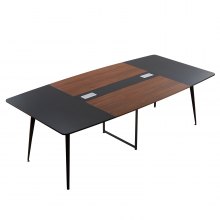 VEVOR Mesa de Conferencias, 10 Personas, Todo en Uno, con Forma de Barco, para Seminarios, Reuniones, Multiusos, con Patas Metálicas para Oficinas y Salas de Conferencias, 2400 x 1200 x 750 mm