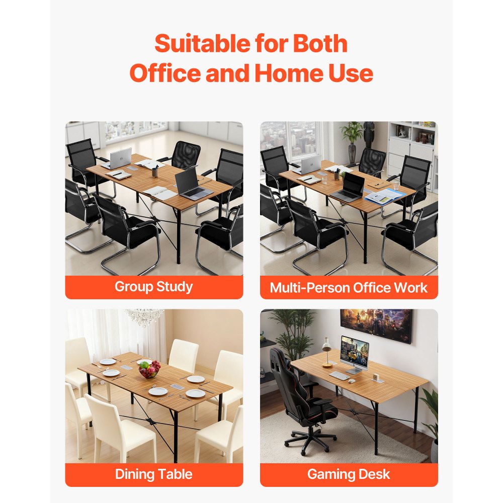 VEVOR Mesa de Conferencias Moderna, para 6-8 Personas, Rectangular, Mesa de Reuniones Multiusos con Patas de Metal para Oficina, Sala de Conferencias, Soporta hasta 68 kg, 1800 x 900 x 750 mm