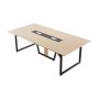 VEVOR Conference Table, 2400 mm Office Meeting Table for 10 Person, Modern Rectangle Seminar Desk with Metal Legs, Large Meeting Desk Ideal for Office, Boardroom, Conference Room, Easy Assembly, Brown