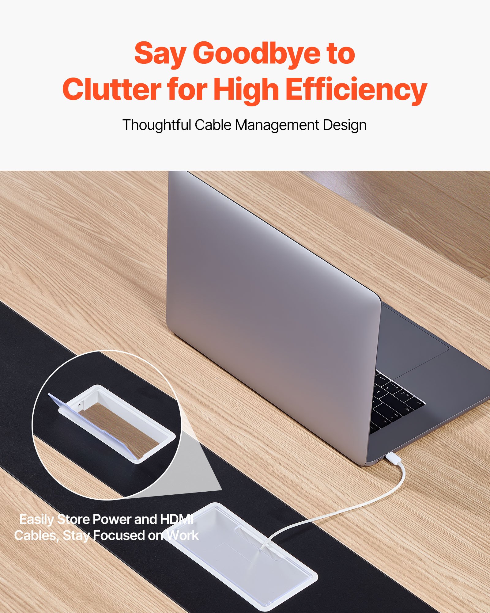 VEVOR Mesa de Conferencias para 10 Personas, Rectangular, para Seminarios, Reuniones, Multiusos, con Patas de Metal, Ideal para Oficinas, Salas de Conferencias, Color Marrón, 2400 x 1200 x 750 mm