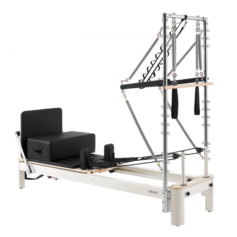 VEVOR Reformer de Pilates con Torre 2,37 m, Aleación de Aluminio, Carga de 181,4 kg, para Uso Doméstico y Entrenamiento en Gimnasio, con Plataforma de Salto, para Usuarios Avanzados y Principiantes