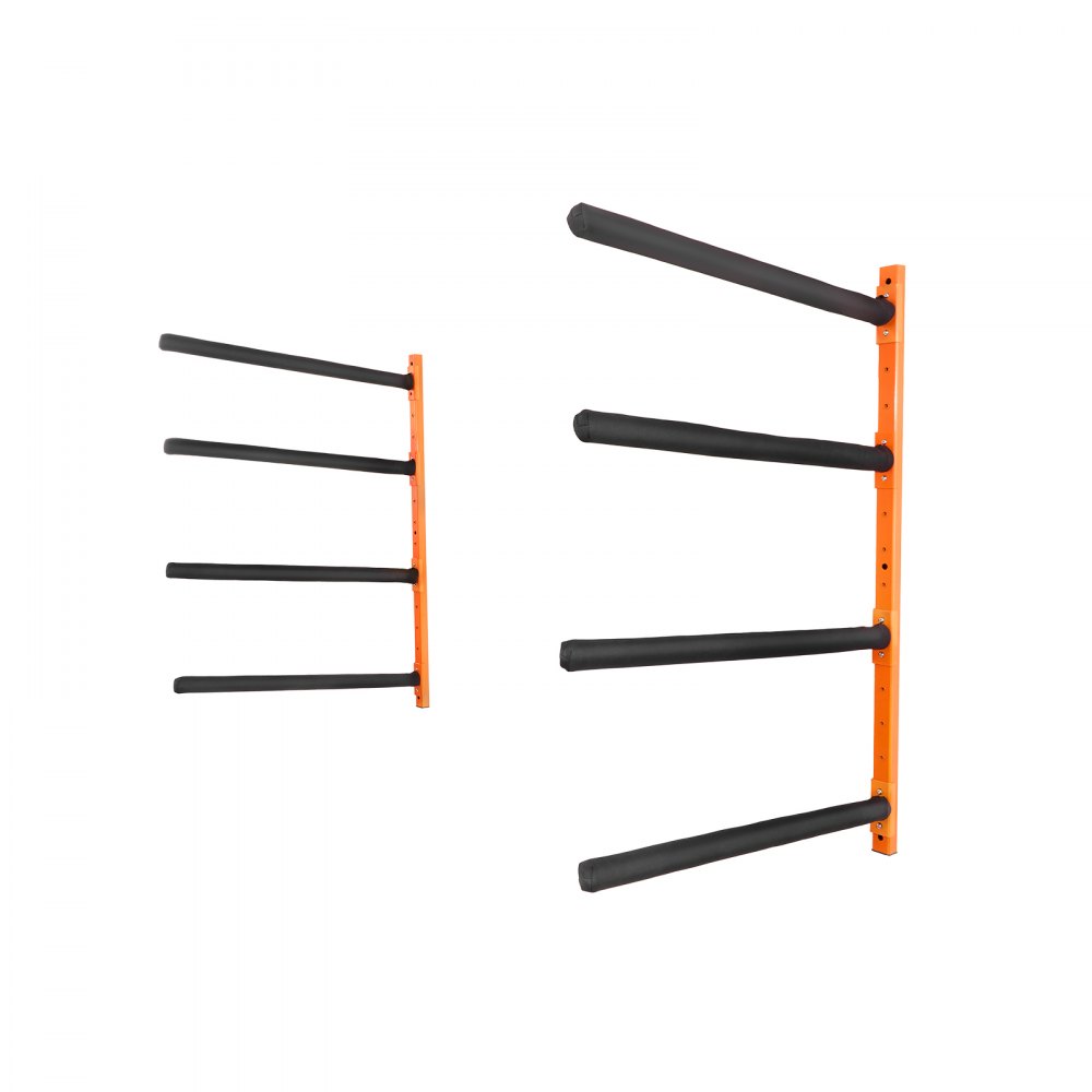VEVOR Soporte de pared para 4 kayaks, estante para kayak, canoa, tabla de remo SUP, gancho de almacenamiento para kayak con brazos acolchados ajustables, carga de 181,6 kg
