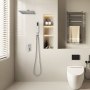VEVOR Shower Faucet Set, Rainfall Bathroom Shower System with 12-Inch (30.5cm) Square Rain Shower Head and Handheld Spray, Wall Mounted Bath Fixtures with Brass Valve and Trim Kit, Silver Chrome
