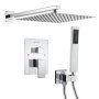VEVOR Shower Faucet Set, Rainfall Bathroom Shower System with 12-Inch (30.5cm) Square Rain Shower Head and Handheld Spray, Wall Mounted Bath Fixtures with Brass Valve and Trim Kit, Silver Chrome
