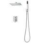 VEVOR Shower Faucet Set, Rainfall Bathroom Shower System with 12-Inch (30.5cm) Square Rain Shower Head and Handheld Spray, Wall Mounted Bath Fixtures with Brass Valve and Trim Kit, Silver Chrome