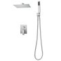 VEVOR Juego de Grifo de Ducha de Lluvia con Cabezal de Ducha Cuadrado 25,4 cm y Rociador de Mano, Grifería de Baño de Pared con Válvula Latón y Kit de Embellecedor, 6,7 L/min, Níquel Cepillado