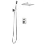VEVOR Juego de Grifo de Ducha de Lluvia con Cabezal de Ducha Cuadrado 25,4 cm y Rociador de Mano, Grifería de Baño de Pared con Válvula Latón y Kit de Embellecedor, 6,7 L/min, Níquel Cepillado