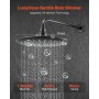 VEVOR Juego de Grifo de Ducha de Lluvia, con Cabezal de Ducha Redondo de 23 cm y Rociador de Mano, Grifería de Baño de Pared con Válvula de Latón y Kit de Embellecedor, 6,7 L/min, Negro Mate