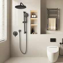 VEVOR Juego de Grifo de Pared 23 cm con Cabezal de Ducha Redondo Negro Mate
