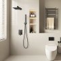 VEVOR Juego de Grifo de Ducha de Lluvia con Cabezal de Ducha cuadrado de 20,3 cm y Rociador de Mano, Grifería de Baño de Pared con Válvula de Latón y Kit de Embellecedor, 6,7 L/min, Negro Mate