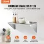 Estante de acero inoxidable VEVOR, certificado NSF, resistente al aceite y al óxido, fácil de limpiar, con artículos de cocina.