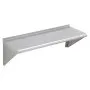 Estante de acero inoxidable VEVOR, montado en la pared con soportes duraderos, ideal para cocinas o espacios de trabajo.