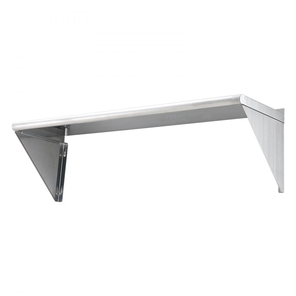 Estante de acero inoxidable VEVOR con soportes de montaje en pared y diseño elegante y duradero para almacenamiento.