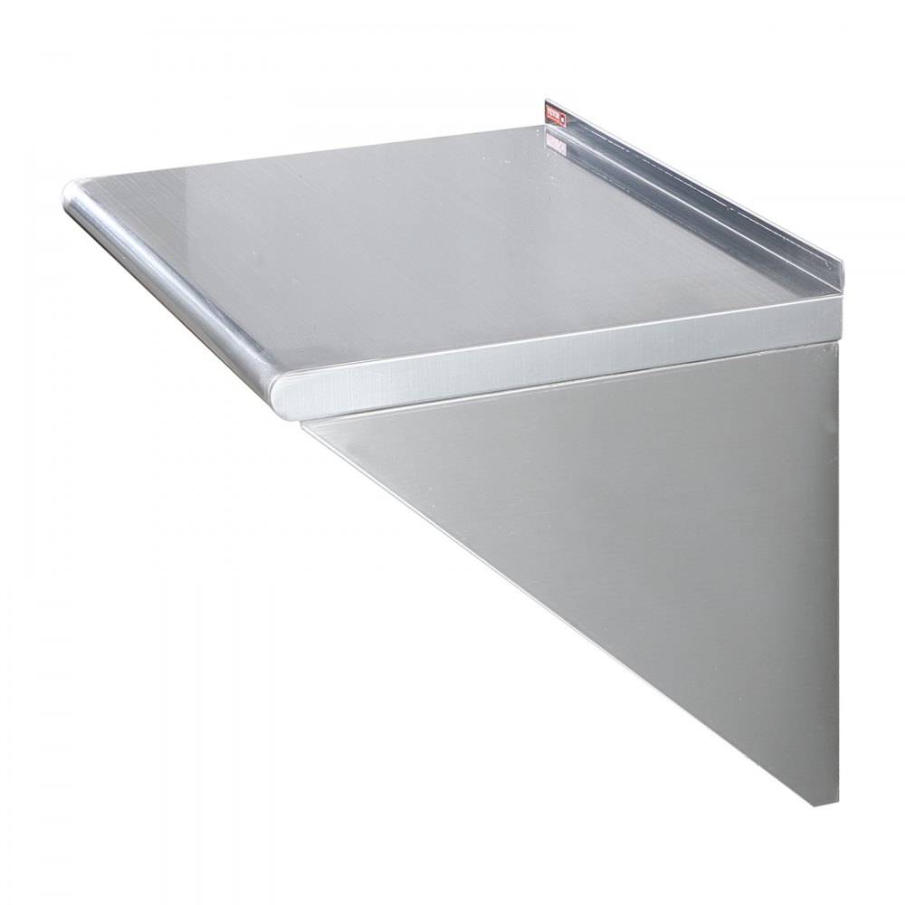 VEVOR Estante de Pared de Acero Inoxidable 610 x 457 x 63 mm Estante Flotante con Soporte Triangular Carga Máxima de 136 kg Estantería de Pared para Libros Portarretratos Plantas Oficina Baño Cocina