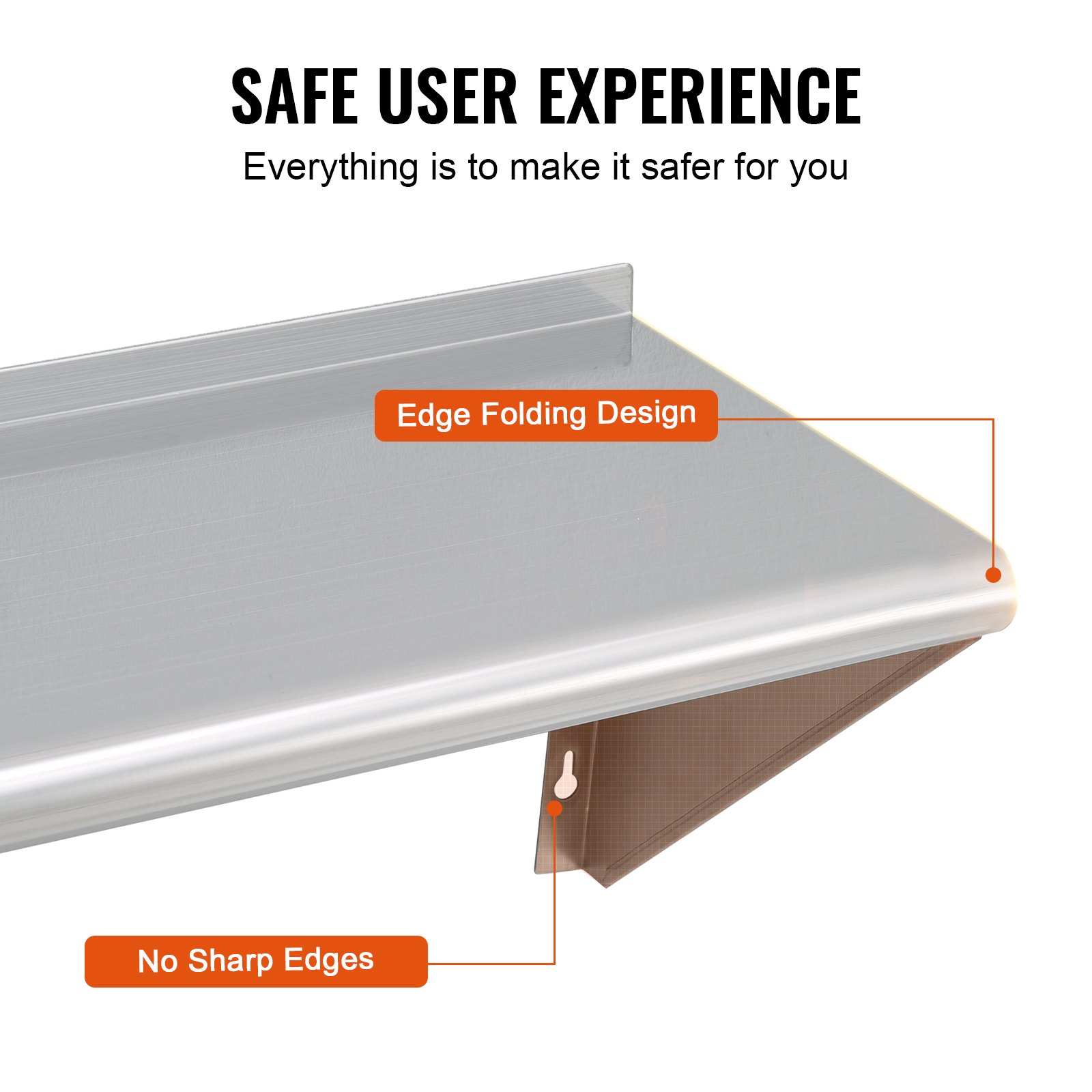 VEVOR Estante de Pared de Acero Inoxidable 610 x 457 x 63 mm Estante Flotante con Soporte Triangular Carga Máxima de 136 kg Estantería de Pared para Libros Portarretratos Plantas Oficina Baño Cocina