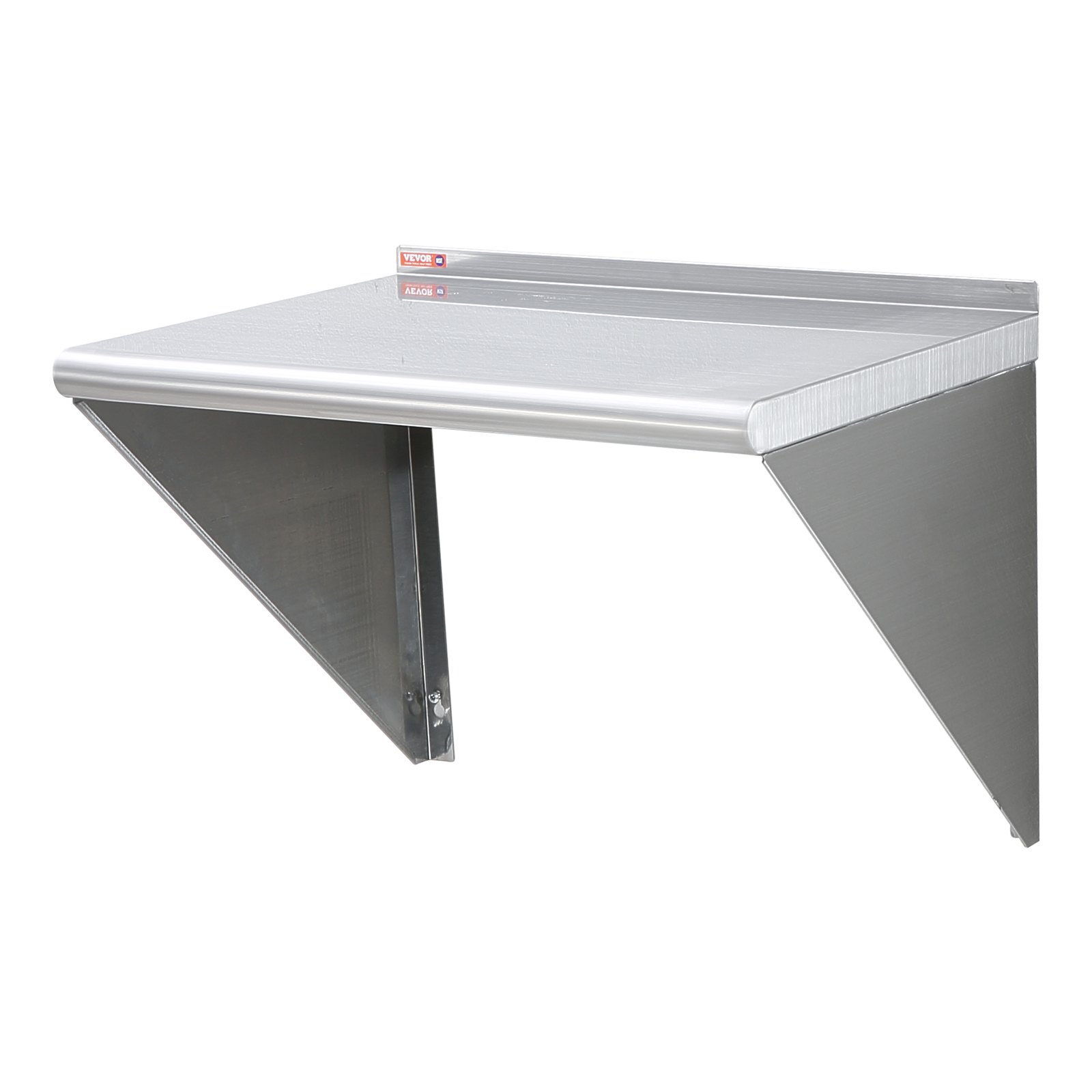VEVOR Estante de Pared de Acero Inoxidable 610 x 457 x 63 mm Estante Flotante con Soporte Triangular Carga Máxima de 136 kg Estantería de Pared para Libros Portarretratos Plantas Oficina Baño Cocina