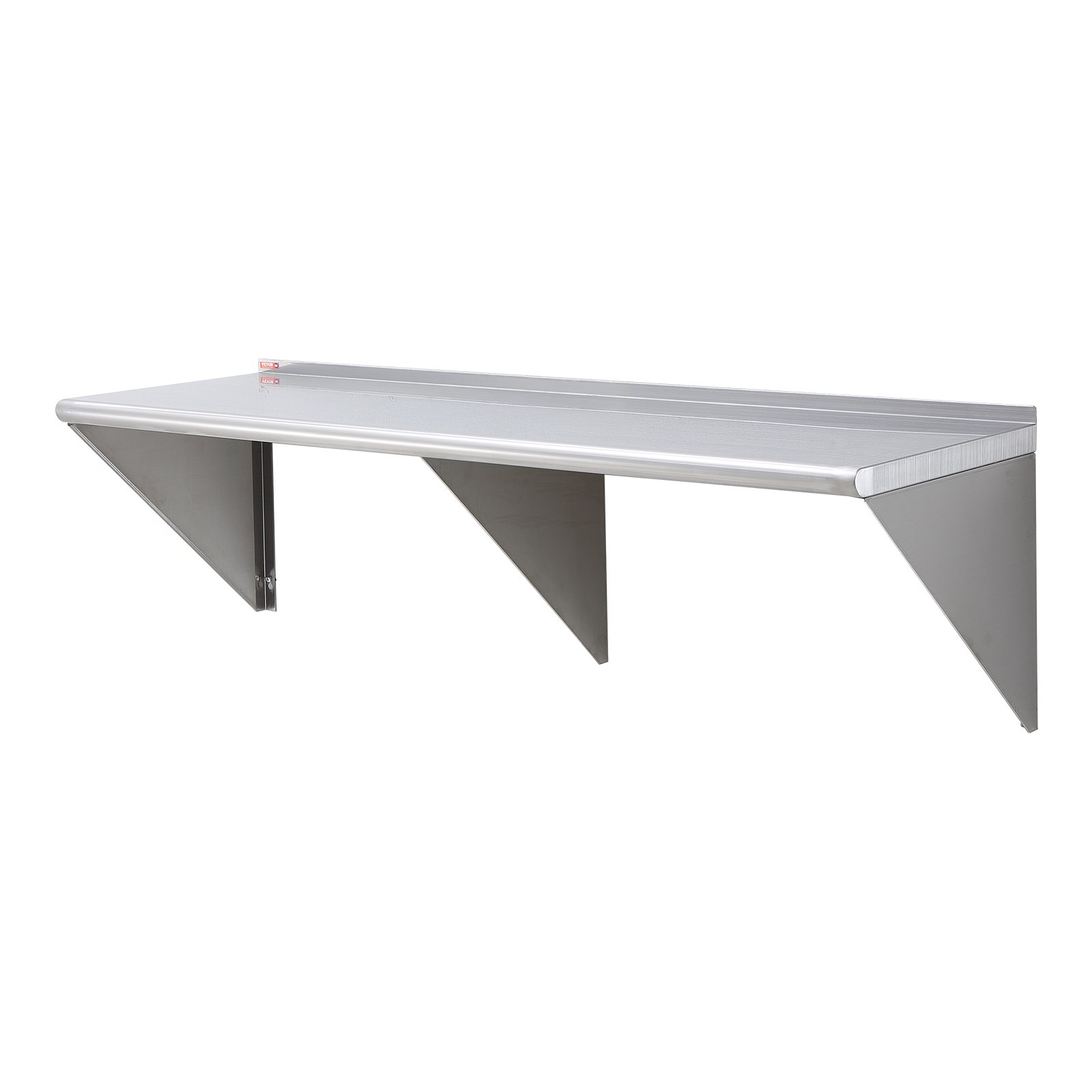 VEVOR Estante de Pared de Acero Inoxidable 1524 x 457 x 63 mm Estante Flotante con Soporte Triangular Carga Máxima de 204 kg Estantería de Pared para Libros Portarretratos Plantas Oficina Baño Cocina