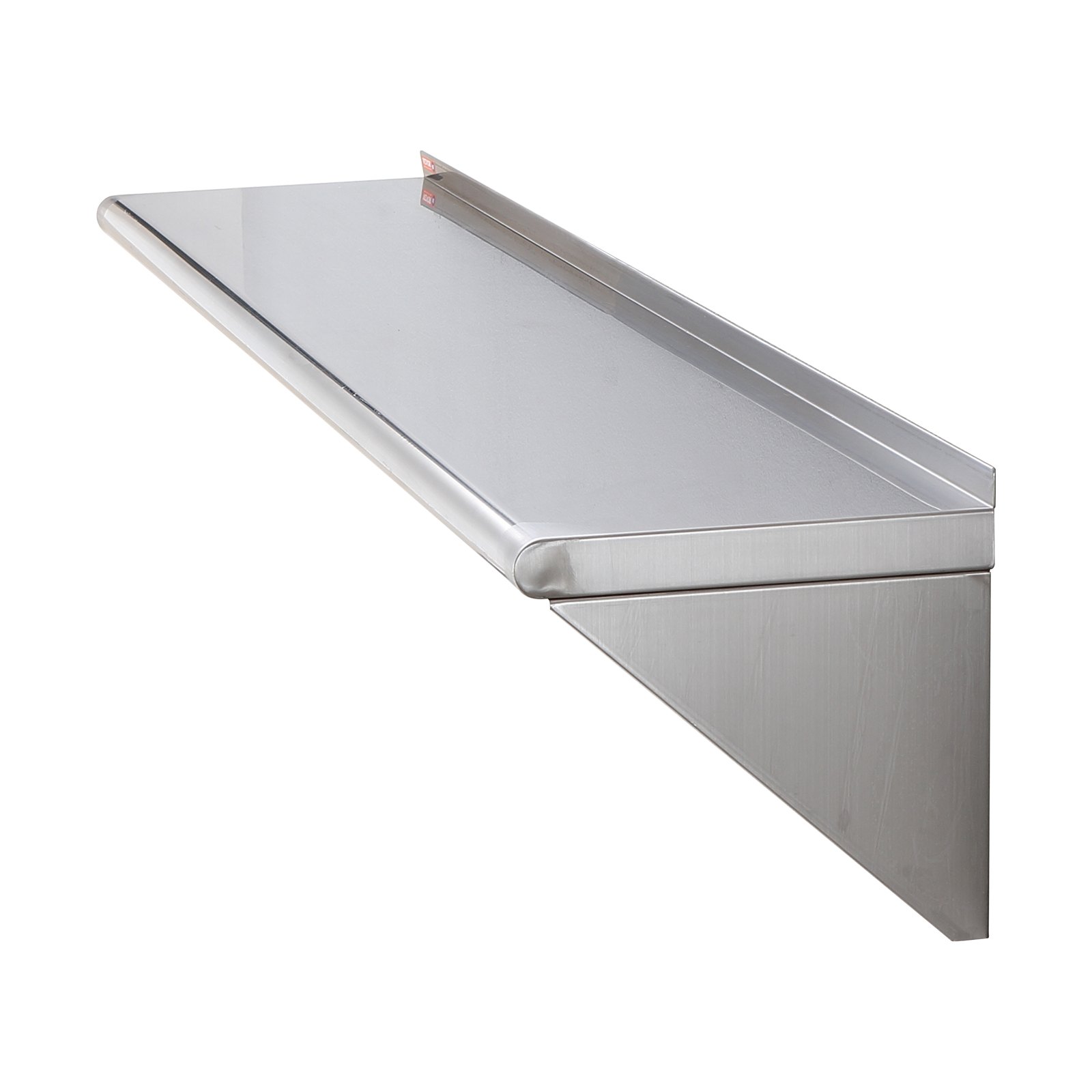 VEVOR Estante de Pared de Acero Inoxidable 1524 x 457 x 63 mm Estante Flotante con Soporte Triangular Carga Máxima de 204 kg Estantería de Pared para Libros Portarretratos Plantas Oficina Baño Cocina