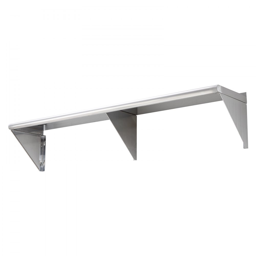 VEVOR Estante de Pared de Acero Inoxidable 1829 x 457 x 63 mm Estante Flotante con Soporte Triangular Carga de 226 kg Estantería de Pared para Libros Portarretratos Plantas Oficina Baño Cocina