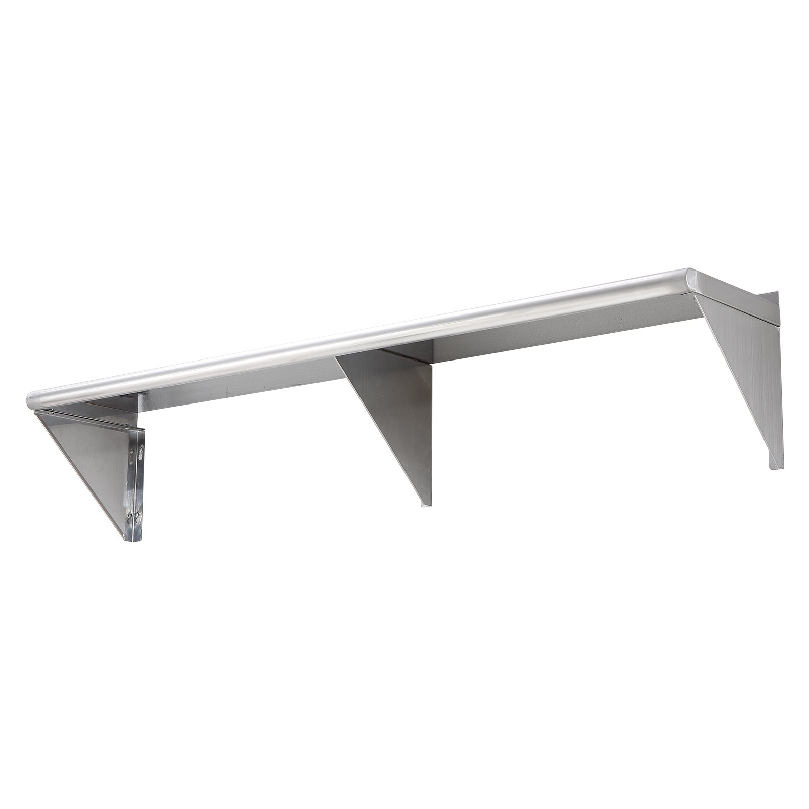 VEVOR Estante de Pared de Acero Inoxidable 1829 x 457 x 63 mm Estante Flotante con Soporte Triangular Carga de 226 kg Estantería de Pared para Libros Portarretratos Plantas Oficina Baño Cocina