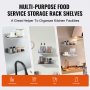 El estante de acero inoxidable VEVOR organiza condimentos de cocina, vajillas, tazas y bebidas.