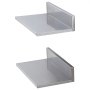 Dos estantes de acero inoxidable VEVOR montados en una pared, que muestran una construcción elegante y duradera.