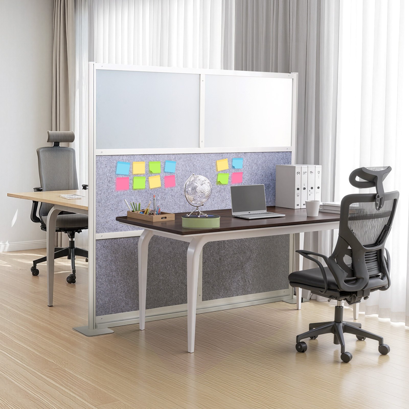 VEVOR Mampara Divisoria Modular, 1 Unidad, 178 x 178 cm, Separador de PET para Puestos de Trabajo con Ventana Acrílica, Biombo de Pared, Ideal para Bibliotecas de Oficina, 1780 x 300 x 1780 mm