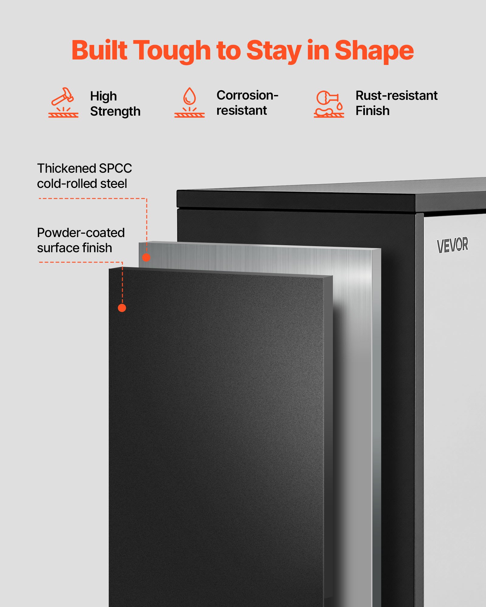 VEVOR Armario de Pared para Taller, 770 x 305 x 500 mm, Armario de Herramientas de Garaje de Metal con Puerta Abatible, Capacidad de 108,86 kg, para Garaje, Sótano, Cocina y Almacén, Negro