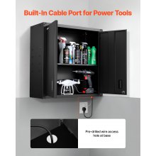 VEVOR Armario de Pared para Taller, 762 x 310 x 762 mm, Armario de Herramientas de Metal Colgante de Pared, con Puerta con Cerradura, Capacidad de 108,86 kg, para Garaje, Sótano y Almacén, Negro