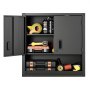 VEVOR Armario de Pared para Taller, 762 x 305 x 762 mm, Armario de Herramientas de Metal para Colgar con Puerta con Cerradura, Capacidad de 163,3 kg, para Garaje, Sótano, Cocina y Almacén, Negro