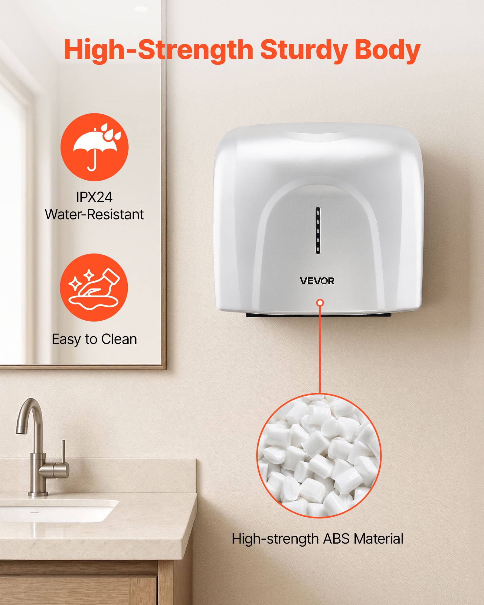 VEVOR Secador de Manos Automático de Velocidad 1300 W con Filtro HEPA, Secador de Manos de Aire de Acero Inoxidable, Montaje en Pared para Baños Hoteles Aeropuertos Oficinas Hospitales Uso Comercial