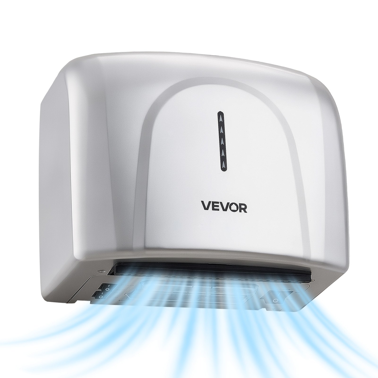 VEVOR Secador de Manos Automático de Velocidad 1300 W con Filtro HEPA, Secador de Manos de Aire de Acero Inoxidable, Montaje en Pared para Baños Hoteles Aeropuertos Oficinas Hospitales Uso Comercial