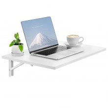 VEVOR Mesa plegable montada en la pared, mesa abatible de montaje en pared de 23.62" x 15.75", escritorio flotante con soporte de hierro, escritorio plegable para espacios pequeños, oficina en casa, comedor, cuarto de lavado, cocina, bar, color blanco