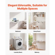 VEVOR Mesa plegable montada en la pared, mesa abatible de 31.5 x 15.75 pulgadas, escritorio flotante con soporte de hierro, escritorio plegable para espacios pequeños, oficina en casa, comedor, cuarto de lavado, cocina, bar, color blanco