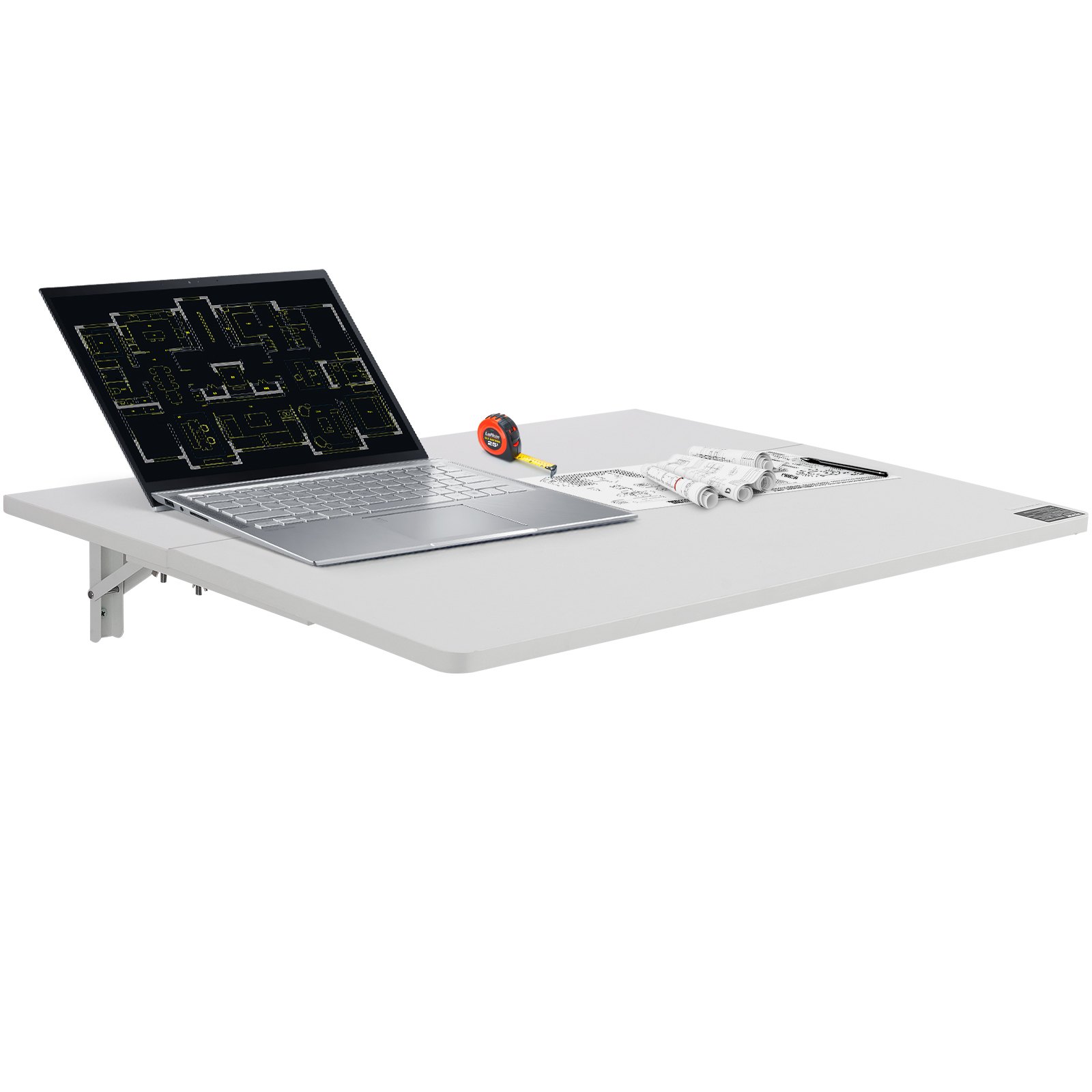 VEVOR Mesa plegable montada en la pared, mesa abatible de 31.5 x 19.69 pulgadas, escritorio flotante con soporte de hierro, escritorio plegable para espacios pequeños, oficina en casa, comedor, cuarto de lavado, cocina, bar, color blanco