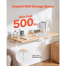 VEVOR Mesa plegable montada en la pared, mesa abatible de 47.24 x 19.69 pulgadas, escritorio flotante de madera con soporte de hierro, escritorio plegable para espacios pequeños, oficina en casa, comedor, cuarto de lavado, cocina, bar