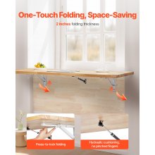 VEVOR Mesa plegable montada en la pared, mesa abatible de 47.24 x 19.69 pulgadas, escritorio flotante de madera con soporte de hierro, escritorio plegable para espacios pequeños, oficina en casa, comedor, cuarto de lavado, cocina, bar