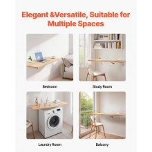VEVOR Mesa plegable montada en la pared, mesa abatible de 47.24 x 19.69 pulgadas, escritorio flotante de madera con soporte de hierro, escritorio plegable para espacios pequeños, oficina en casa, comedor, cuarto de lavado, cocina, bar