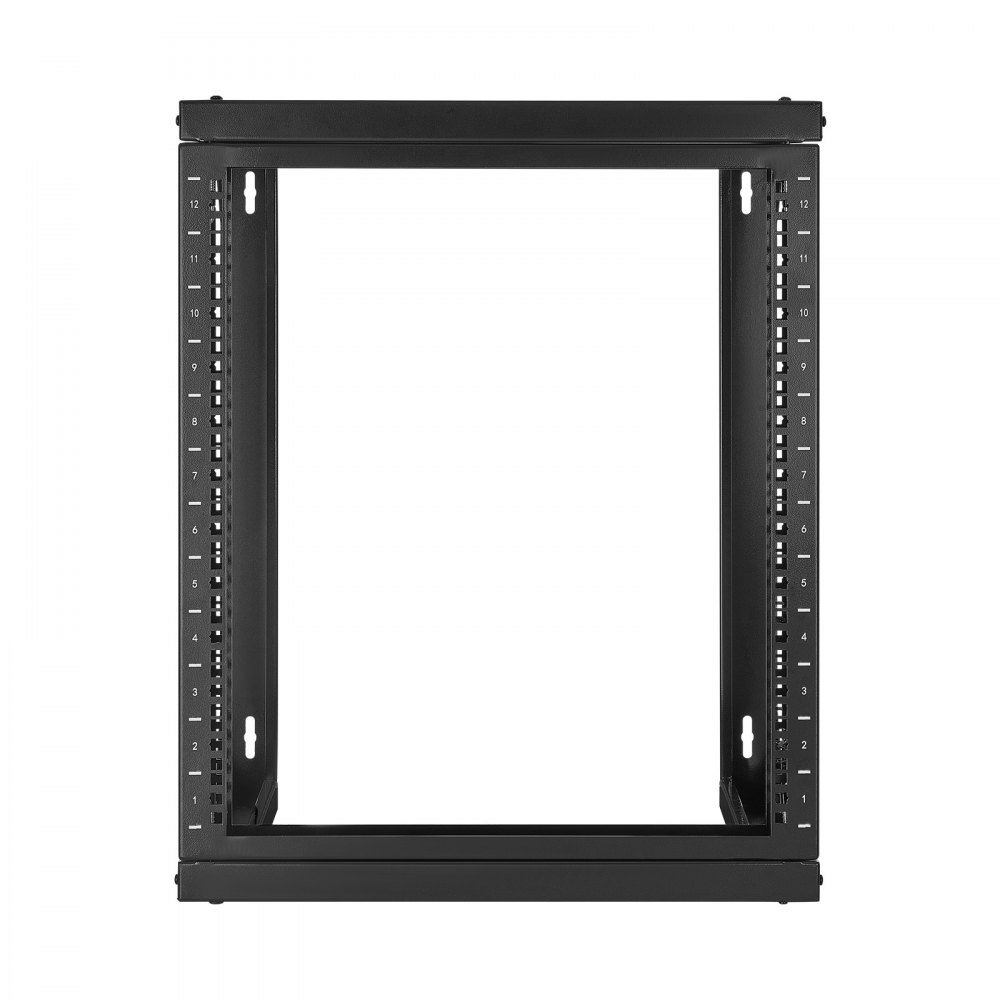 VEVOR Rack de Servidor de Pared de 12U, Carga Máxima de 68,04 kg, Bastidor de Red de Marco Abierto con Apertura de Puerta de 180 Grados, Acero al Carbono, para Equipo de Red/IT/AV de 48,26 cm